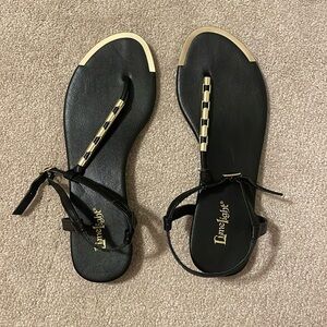 Black and gold dress sandals